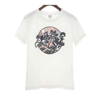 エルメス(Hermes)のエルメス レインボー カルトゥーシュ Tシャツ レディース ホワイト HERMES 【中古】 【アパレル・小物】(Tシャツ(半袖/袖なし))