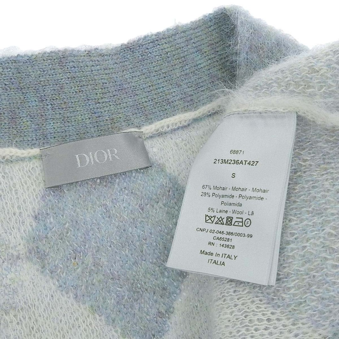 Dior(ディオール)のディオール CD ロゴ アーガイル モヘヤ カーディガン ディオールオム 213M236AT427 メンズ ブルー Dior 【中古】 【アパレル・小物】 メンズのトップス(カーディガン)の商品写真