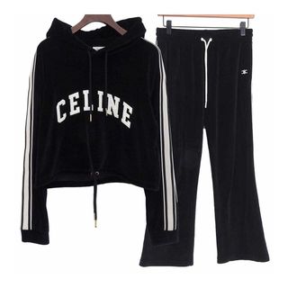 セリーヌ(celine)のセリーヌ ベルベット ジャージー セットアップ 2Y12C748Q 38AW 2Z350748Q 38AW レディース ブラック CELINE 【中古】 【アパレル・小物】(セット/コーデ)