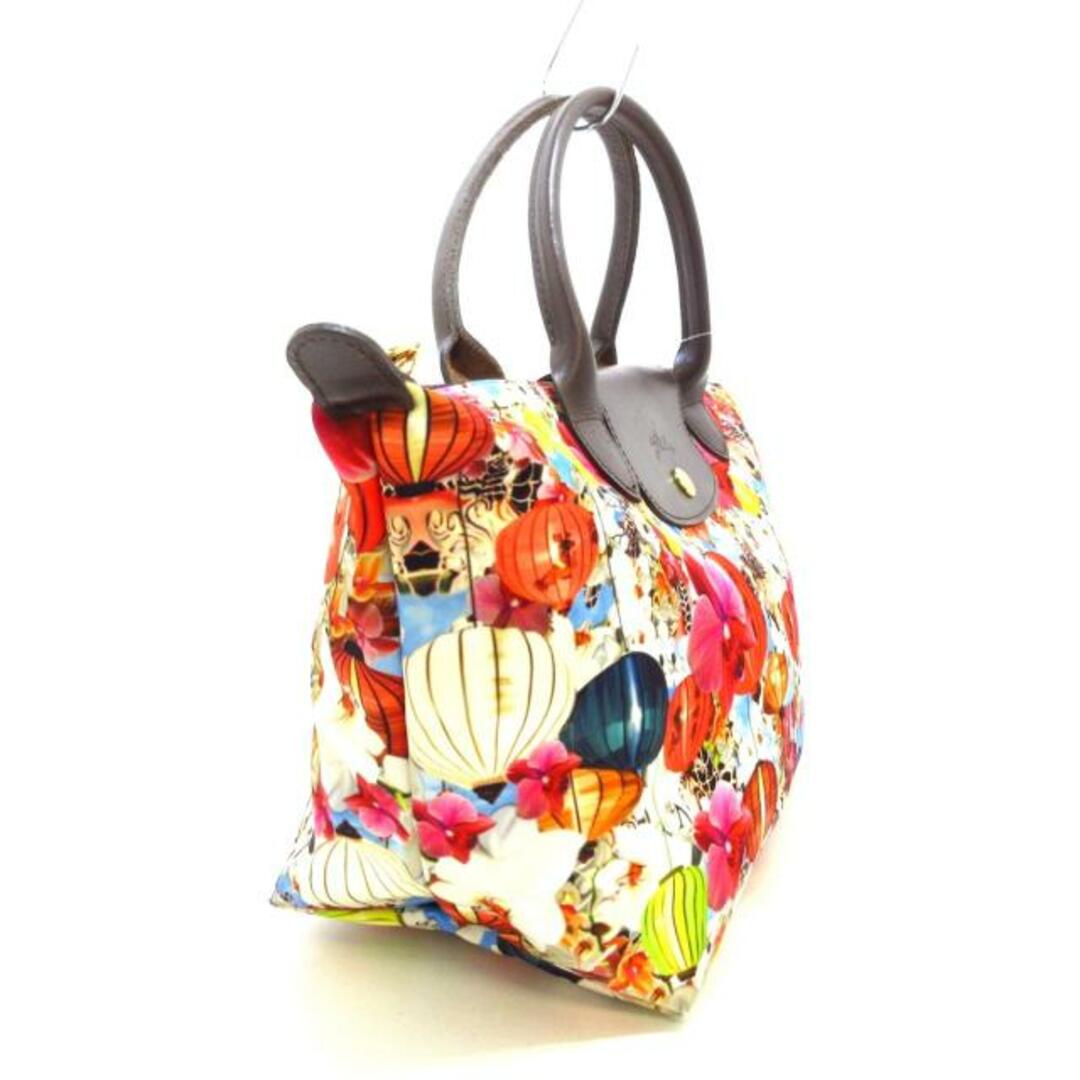 LONGCHAMP(ロンシャン)のLONGCHAMP(ロンシャン) ハンドバッグ - 白×レッド×マルチ フラワー/提灯/Mary Katrantzouコラボ レザー×ナイロン レディースのバッグ(ハンドバッグ)の商品写真