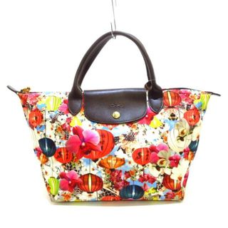 ロンシャン(LONGCHAMP)のLONGCHAMP(ロンシャン) ハンドバッグ - 白×レッド×マルチ フラワー/提灯/Mary Katrantzouコラボ レザー×ナイロン(ハンドバッグ)