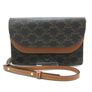 セリーヌ(celine)のCELINE(セリーヌ) 財布 ストラップ付きウォレット/トリオンフキャンバス 10D852CG9.04LU タン(ダークブラウン×ライトブラウン×ブラウン) ショルダーウォレット/ダブルフラップ トリオンフキャンバス×スムースラムスキン(財布)