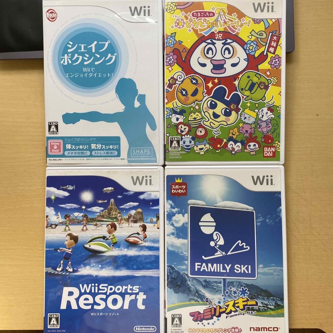 Wii(ウィー)のWii ソフト4本　リゾート　ファミリースキー　シェイプボクシング　たまごっち エンタメ/ホビーのゲームソフト/ゲーム機本体(家庭用ゲームソフト)の商品写真