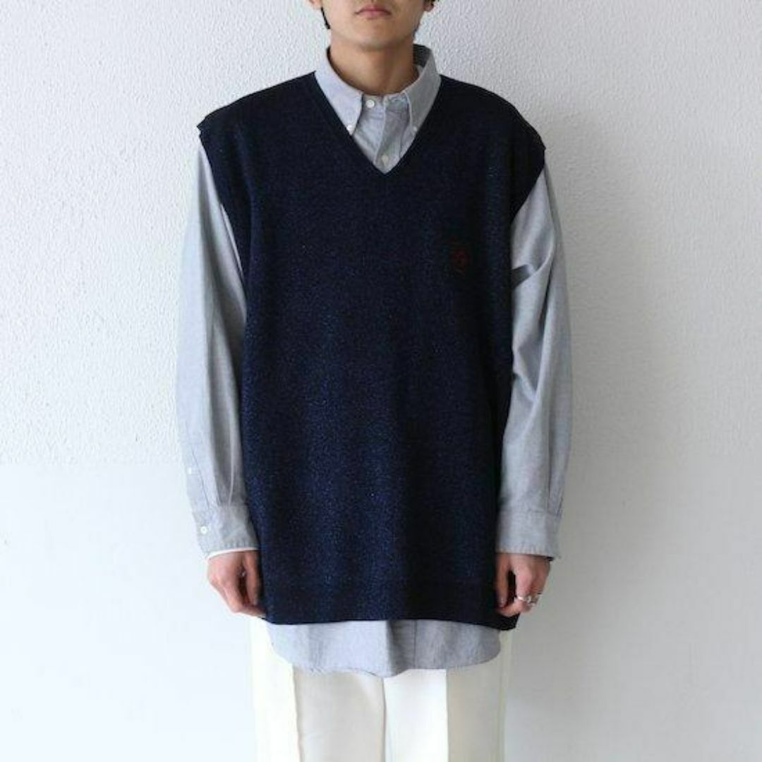 1LDK SELECT(ワンエルディーケーセレクト)のDAIRIKU Oversized Lame Knit Vest 新品 ネイビー メンズのトップス(ニット/セーター)の商品写真