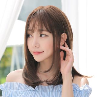 ヘアウィッグ ダークブラウン さらつや ストレート 茶 耐熱 ネット付き ロング(ロングストレート)