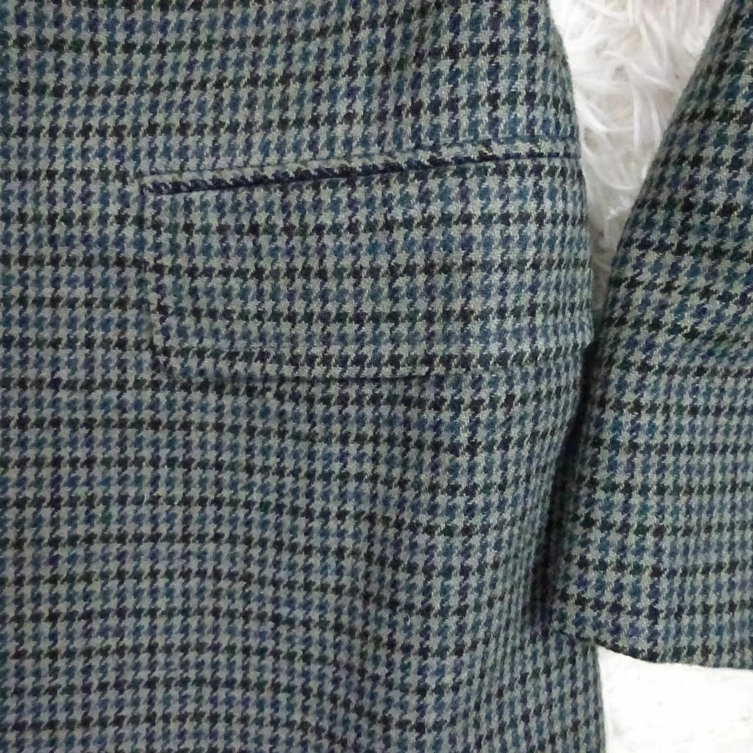 VAN Jacket(ヴァンヂャケット)のヴァンヂャケット　ウール　テーラードジャケット　段返り3ボタン S　千鳥格子　緑 メンズのジャケット/アウター(テーラードジャケット)の商品写真