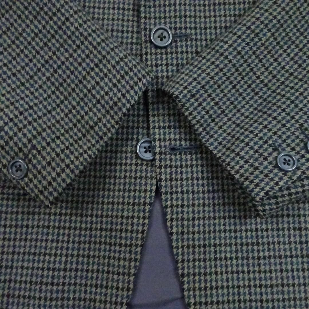 VAN Jacket(ヴァンヂャケット)のヴァンヂャケット　ウール　テーラードジャケット　段返り3ボタン S　千鳥格子　緑 メンズのジャケット/アウター(テーラードジャケット)の商品写真