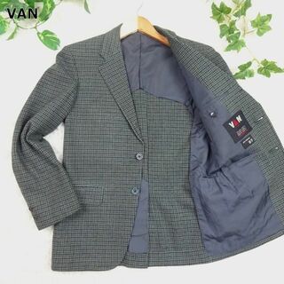 ヴァンヂャケット(VAN Jacket)のヴァンヂャケット　ウール　テーラードジャケット　段返り3ボタン S　千鳥格子　緑(テーラードジャケット)