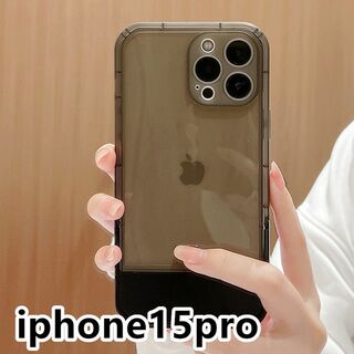 iphone15proケース カーバースタンド付き ブラック 661(iPhoneケース)