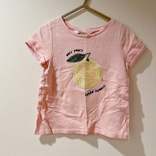 エイチアンドエム(H&M)のスパンコールTシャツ(lemon)(Tシャツ/カットソー)