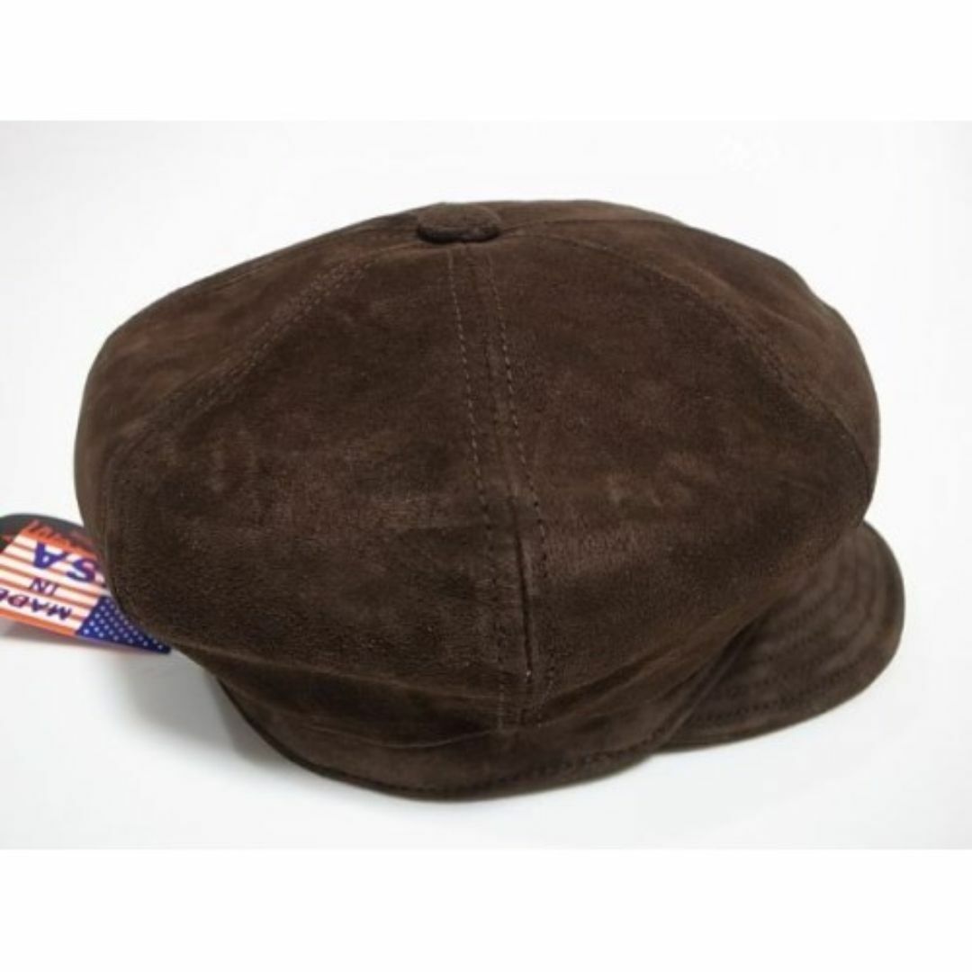 NEW YORK HAT(ニューヨークハット)のUSA製ニューヨークハットSuede Spitfireスウェードレザー茶XL新品 メンズの帽子(キャスケット)の商品写真