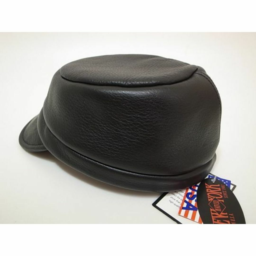 NEW YORK HAT(ニューヨークハット)のUSA米国製Lamba Worker本革製レザー素材ワークキャップ黒L/XL新品 メンズの帽子(キャップ)の商品写真