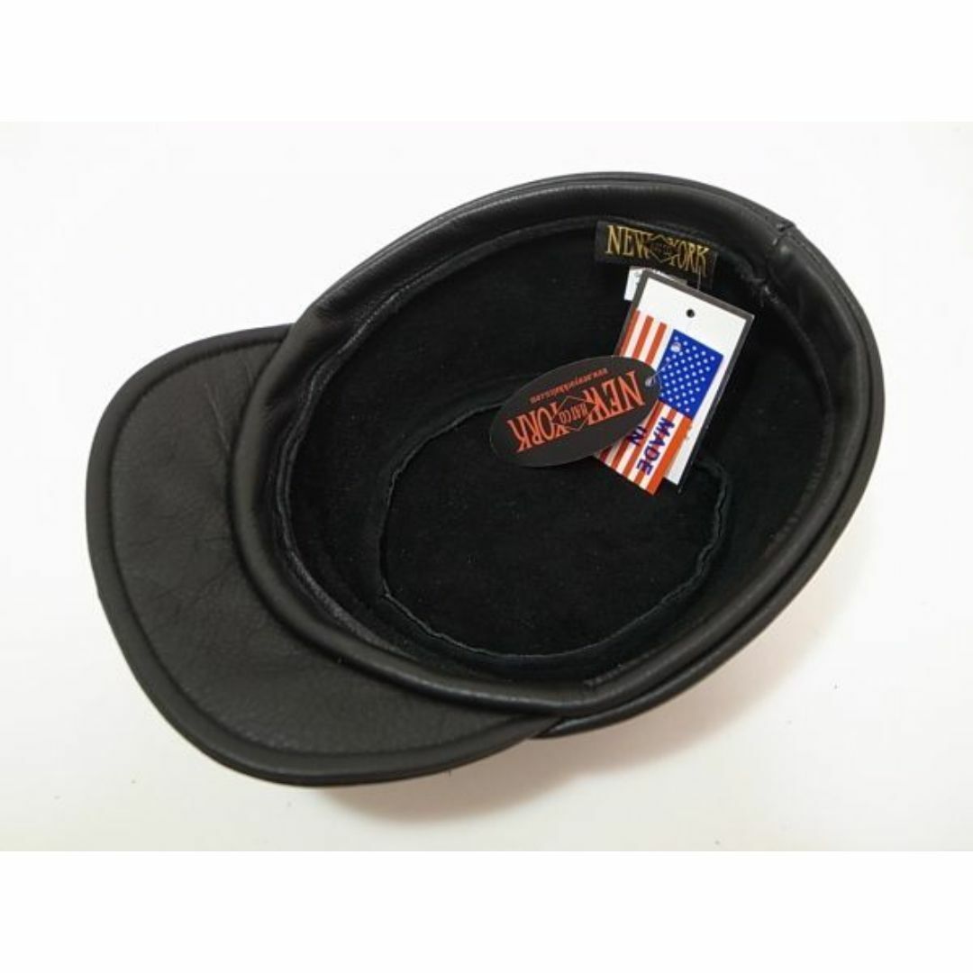 NEW YORK HAT(ニューヨークハット)のUSA米国製Lamba Worker本革製レザー素材ワークキャップ黒L/XL新品 メンズの帽子(キャップ)の商品写真