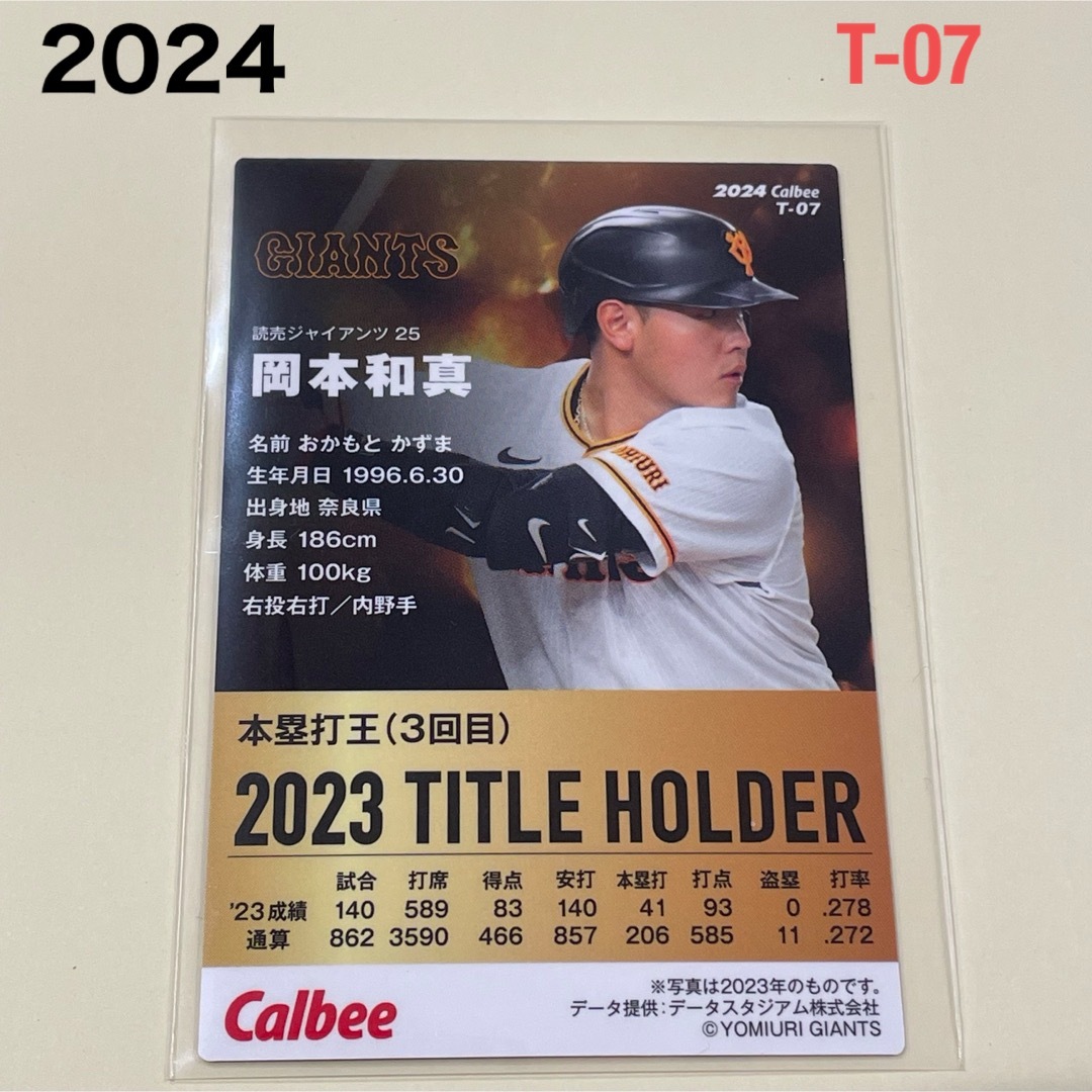 読売ジャイアンツ(ヨミウリジャイアンツ)の【2024プロ野球チップス】岡本　和真　読売ジャイアンツ エンタメ/ホビーのタレントグッズ(スポーツ選手)の商品写真