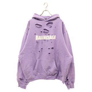 バレンシアガ(Balenciaga)のBALENCIAGA バレンシアガ 21SS Caps Destroyed Hoodie キャップスデストロイ加工スウェットプルオーバーパーカー パープル 659403 TKVB6(パーカー)