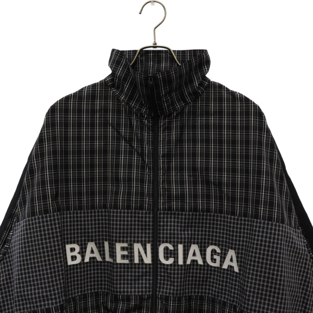 Balenciaga(バレンシアガ)のBALENCIAGA バレンシアガ 19SS ロゴ刺繍ポプリンチェックジップジャケット 571439 TEM18 ブラック メンズのジャケット/アウター(フライトジャケット)の商品写真