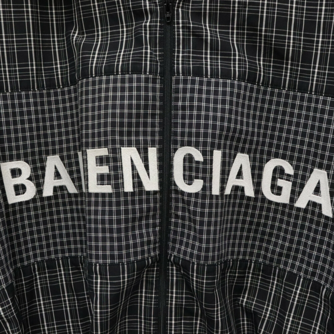 Balenciaga(バレンシアガ)のBALENCIAGA バレンシアガ 19SS ロゴ刺繍ポプリンチェックジップジャケット 571439 TEM18 ブラック メンズのジャケット/アウター(フライトジャケット)の商品写真