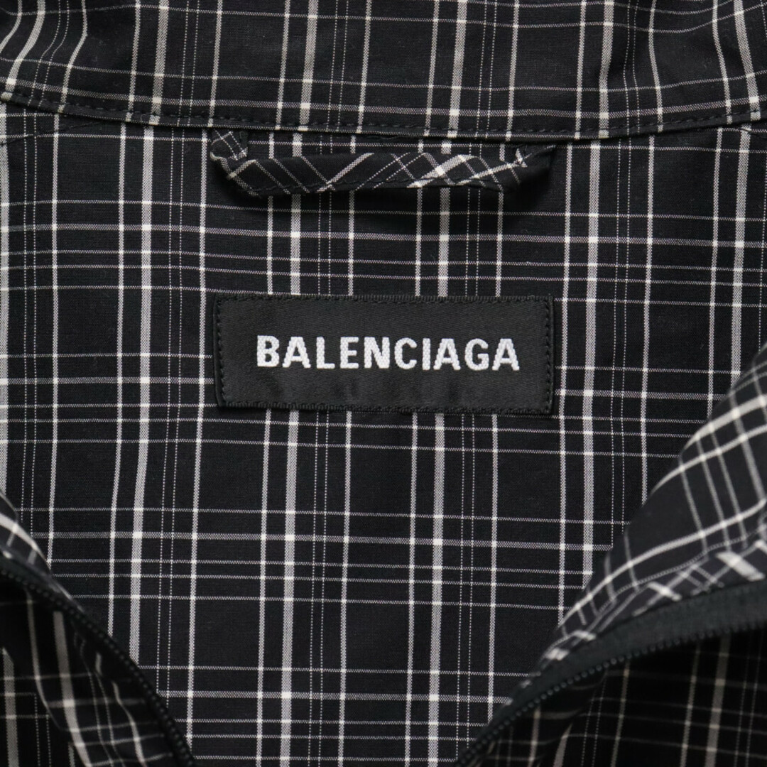 Balenciaga(バレンシアガ)のBALENCIAGA バレンシアガ 19SS ロゴ刺繍ポプリンチェックジップジャケット 571439 TEM18 ブラック メンズのジャケット/アウター(フライトジャケット)の商品写真