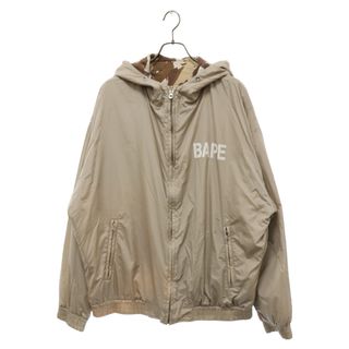 アベイシングエイプ(A BATHING APE)のA BATHING APE アベイシングエイプ カモ柄 ナイロン リバーシブル フードジャケット ベージュ(フライトジャケット)