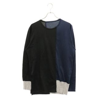 ヨウジヤマモト(Yohji Yamamoto)のYohji Yamamoto ヨウジヤマモト 再構築 変形 ドッキング 長袖Tシャツ カットソー ブラック/ネイビー レディース FK T37 813(Tシャツ(長袖/七分))