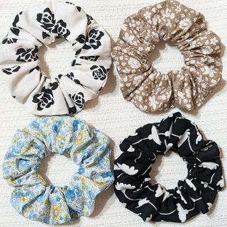 BB4個セットシュシュハンドメイド(ヘアアクセサリー)