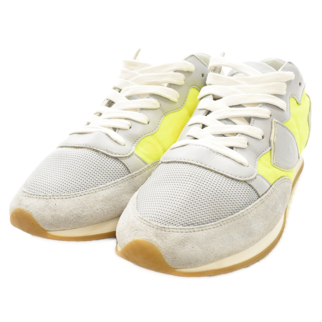 PHILIPPE MODEL(フィリップモデル)のPHILIPPE MODEL フィリップモデル TROPEZ L U MONDIAL SURF JAUNE NEON スウェード ローカットスニーカー グレー/ネオンイエロー TRLU WO12 メンズの靴/シューズ(スニーカー)の商品写真