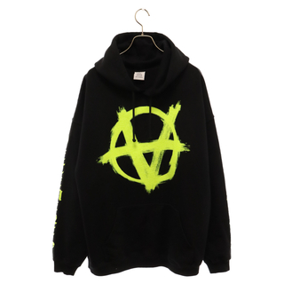 VETEMENTS ヴェトモン 21AW DOUBLE ANARCHY LOGO HOODIE ダブルアナーキー フーディ オーバーサイズ プルオーバースウェットパーカー ブラック UA52TR830Y(パーカー)