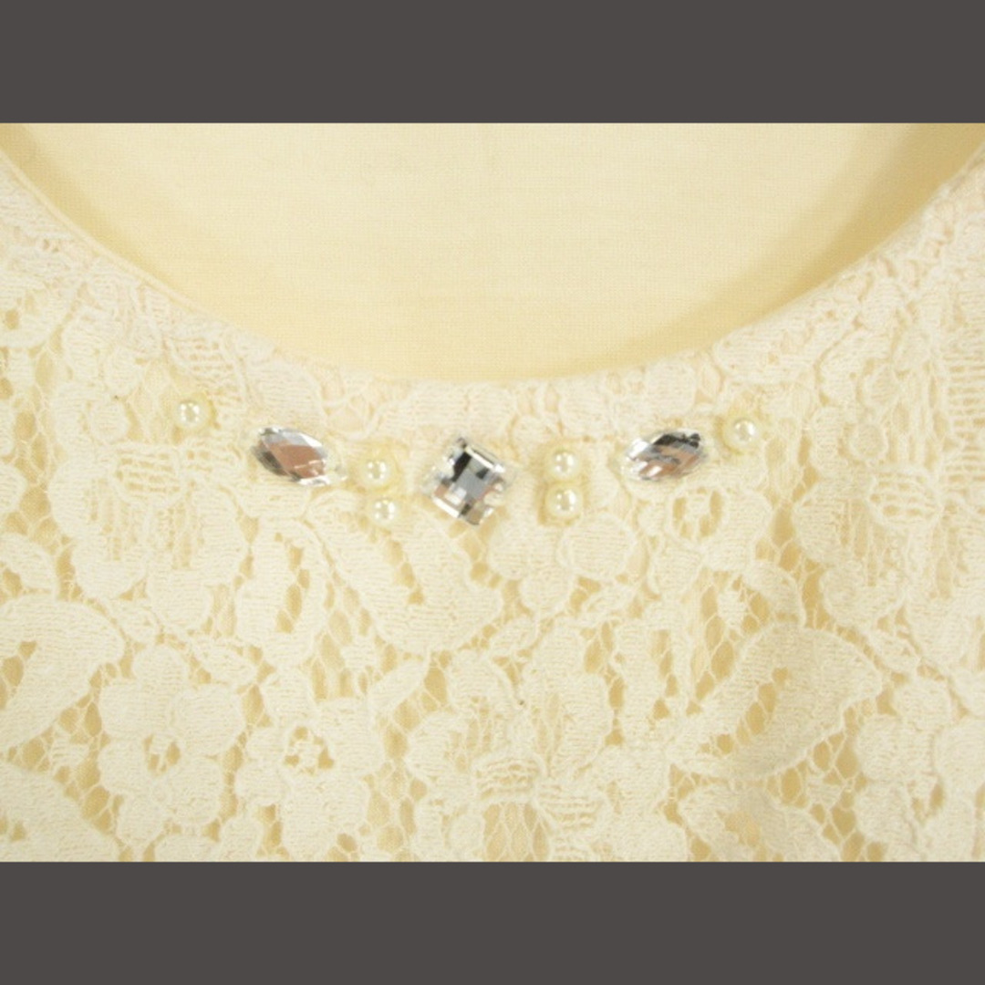 axes femme(アクシーズファム)のaxes femme タンクトップ 袖なし 丸首 ビジュー レース 花柄 M レディースのトップス(タンクトップ)の商品写真