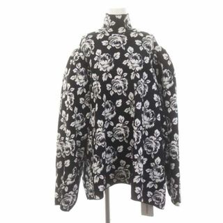 Balenciaga - バレンシアガ フローラル ジャカード セーター ポンチョ 長袖 M 黒 白