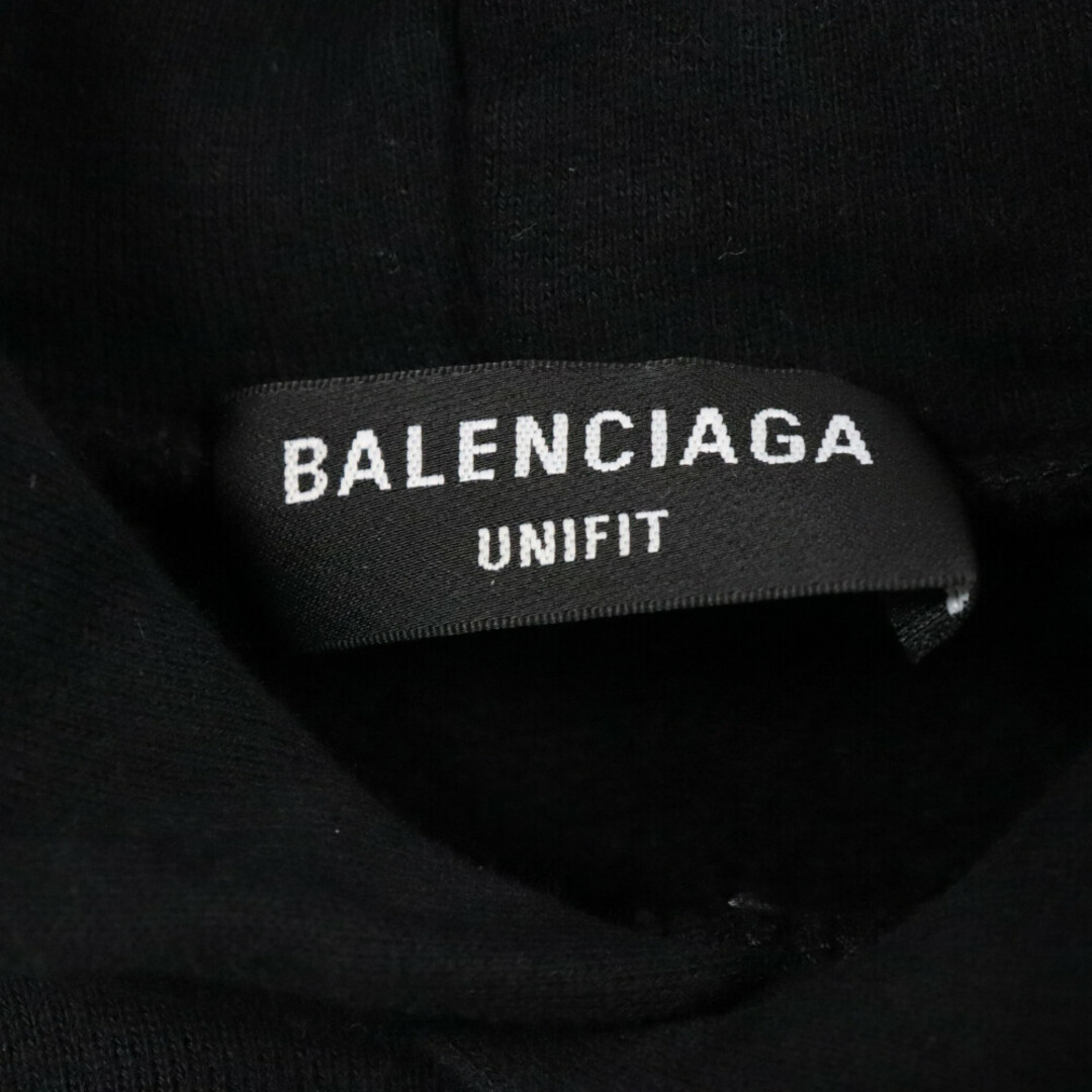 Balenciaga(バレンシアガ)のBALENCIAGA バレンシアガ FREE刺繍クラッシュ加工オーバーサイズプルオーバーパーカー 661711 TKVD4 フーディー ブラック メンズのトップス(パーカー)の商品写真