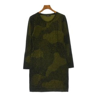 マリメッコ(marimekko)のmarimekko マリメッコ ワンピース S 緑x黒(総柄) 【古着】【中古】(ひざ丈ワンピース)