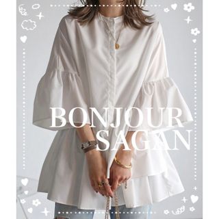 BONJOUR SAGAN - Bonjour sagan アシメフリルシャツ　ホワイト