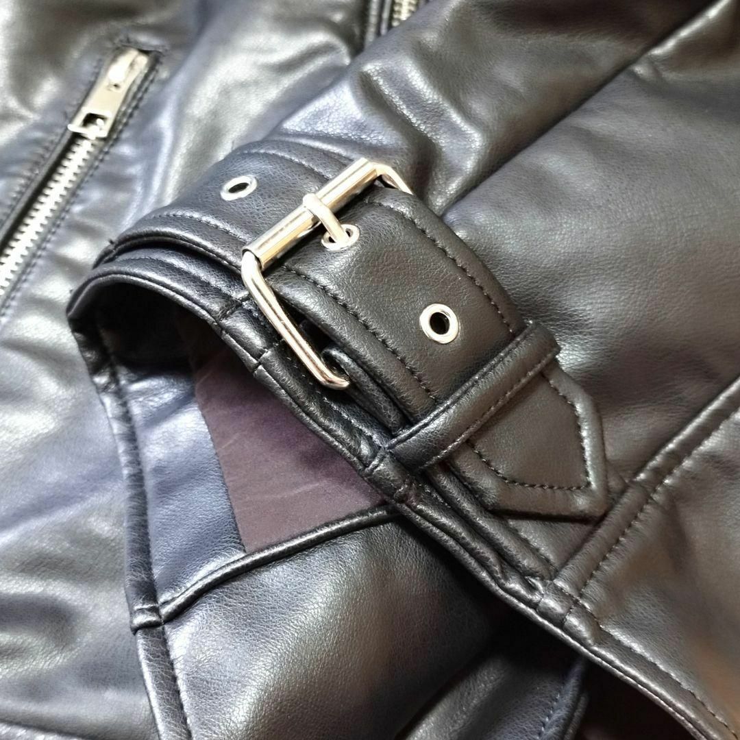 ZARA(ザラ)の✨極美品✨ZARA  ザラ ダブルライダースジャケット フェイクレザー ブラック メンズのジャケット/アウター(レザージャケット)の商品写真