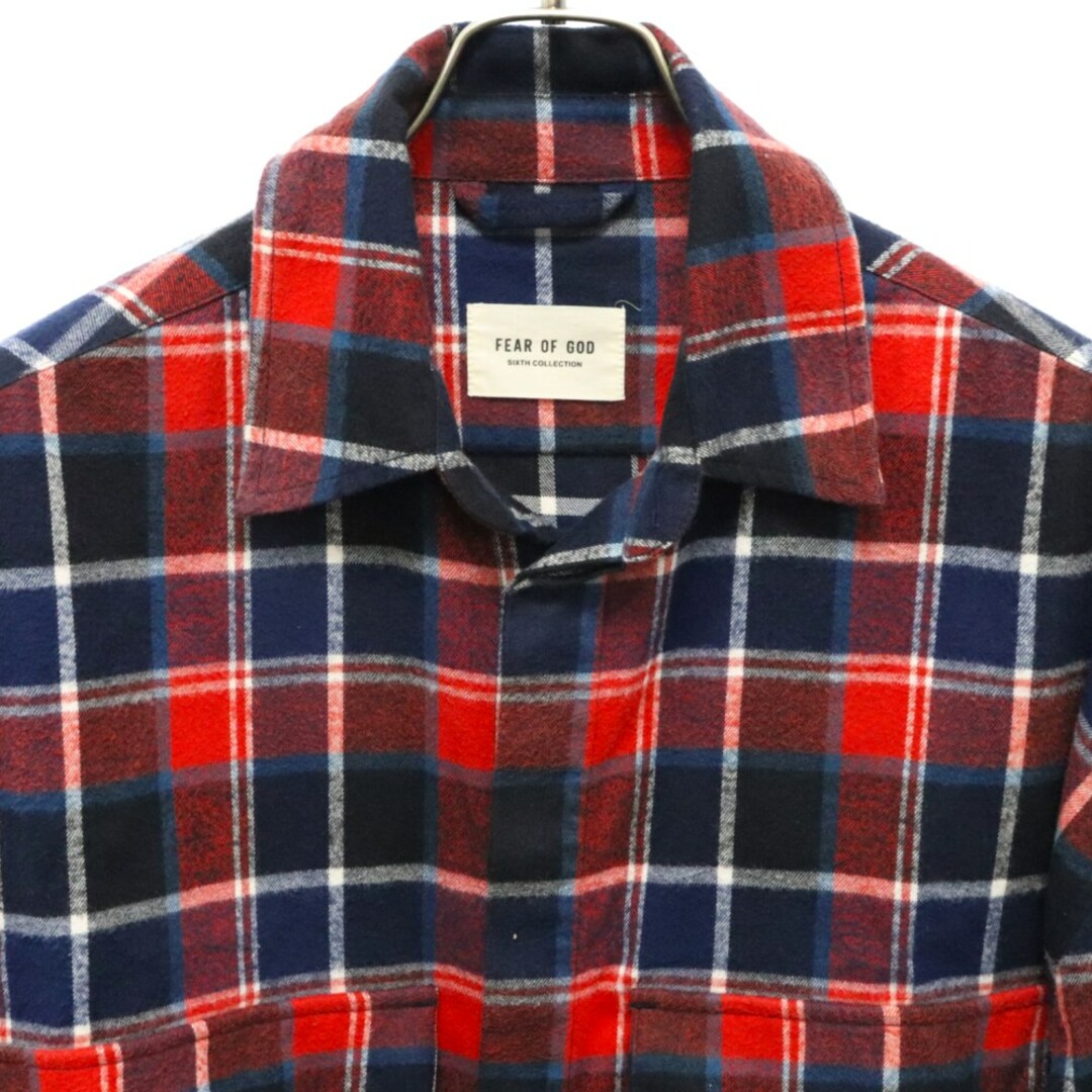 FEAR OF GOD(フィアオブゴッド)のFEAR OF GOD フィアオブゴッド SIXTH COLLECTION Plaid Overshirt シックスコレクション オーバーサイズド フランネルシャツ 長袖チェックシャツ レッド/ブルー 6S19-2002-3-7 F18-9W メンズのトップス(シャツ)の商品写真