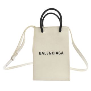 バレンシアガ(Balenciaga)のBALENCIAGA バレンシアガ SHOPPING PHONE HOLDER ショッピングバッグ フォンホルダー スクエアカーフ ショルダーバッグ ホワイト 593826(ショルダーバッグ)