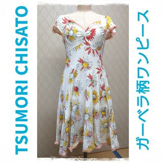 ツモリチサト(TSUMORI CHISATO)の均一セール★ツモリチサト★ガーベラ柄ワンピース(ひざ丈ワンピース)