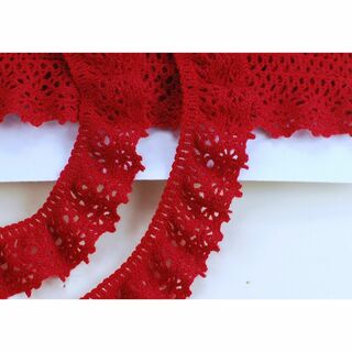 R311　ウール・フリル　２２ｍｍ巾　赤色　７ｍ巻(各種パーツ)