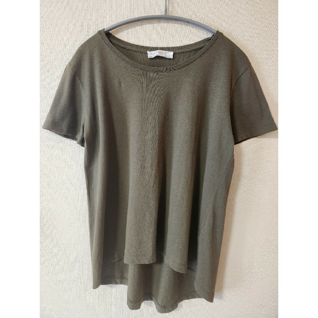 ZARA(ザラ)の『ZARA』ストレッチTシャツ　ダークグリーン　Sサイズ レディースのトップス(Tシャツ(半袖/袖なし))の商品写真