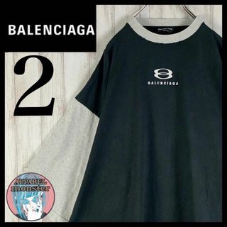 Balenciaga - 【超絶人気モデル】バレンシアガ センター刺繍ロゴ 入手困難 切返し七分袖Tシャツ