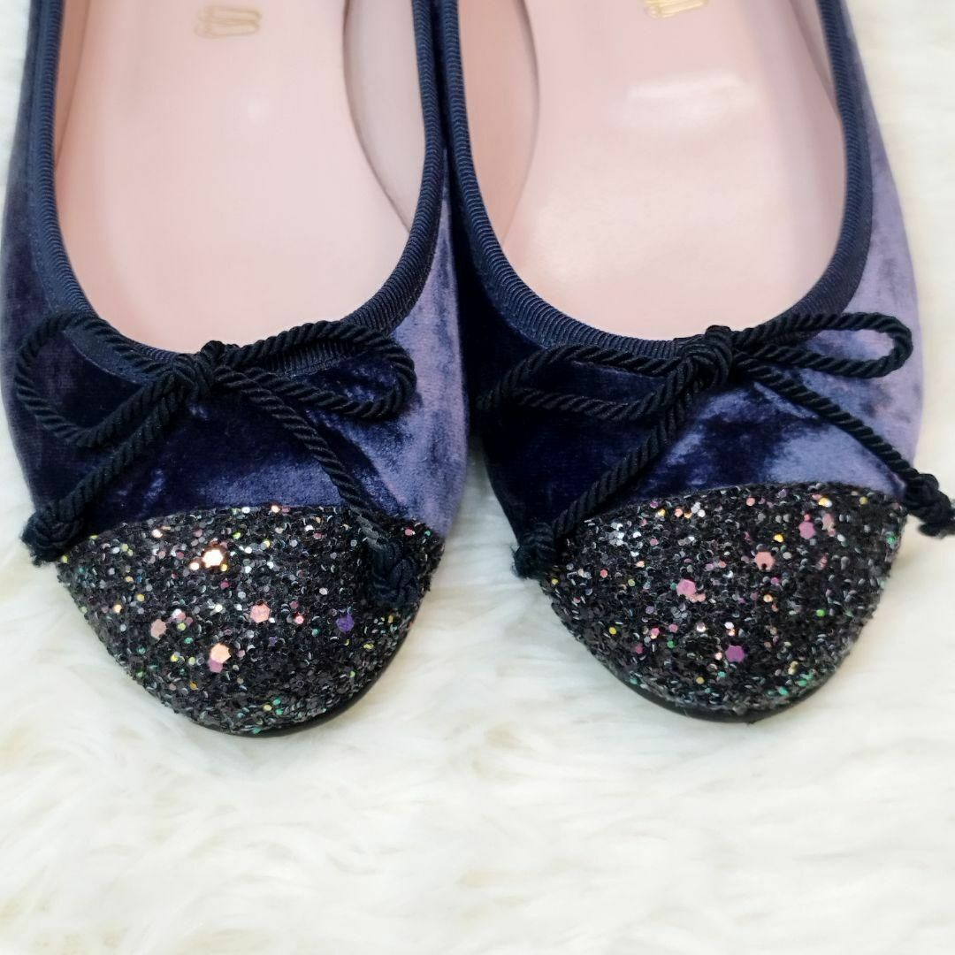 プリティバレリーナ　フラットシューズ　サイズ35 22.5cm　グリッター　紫 レディースの靴/シューズ(バレエシューズ)の商品写真