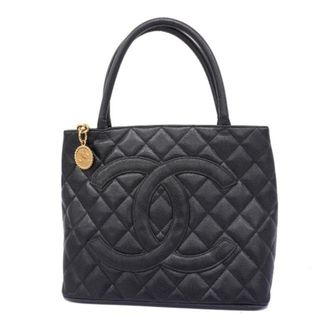 シャネル(CHANEL)の【4hd5215】シャネル トートバッグ/復刻トート/キャビアスキン/ブラック/ゴールド金具 【中古】レディース(トートバッグ)