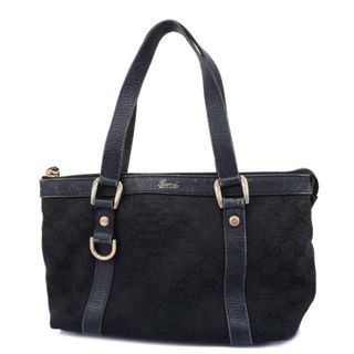 グッチ(Gucci)の【4hd5273】グッチ ハンドバッグ/GGキャンバス/141471/キャンバス/ブラック/シャンパンゴールド金具 【中古】(ハンドバッグ)