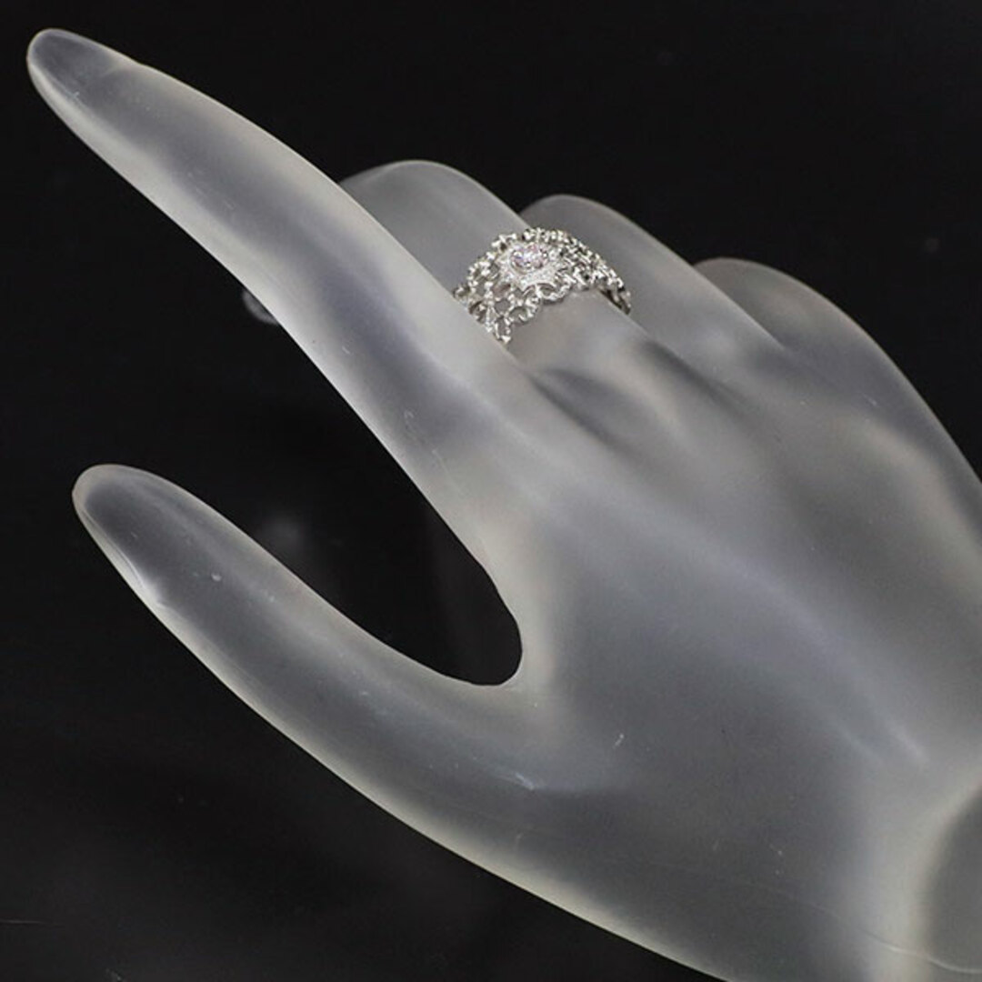 希少 Pt900 天然ピンクダイヤ ダイヤモンド リング 0.09ct D0.12ct 希少 フィレンツェ彫り レディースのアクセサリー(リング(指輪))の商品写真