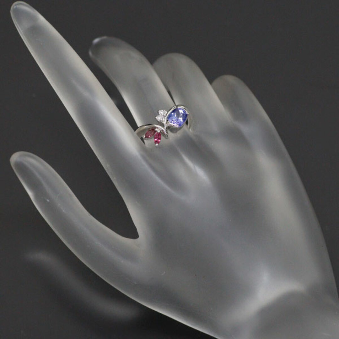 K18WG タンザナイト ピンクトルマリン ダイヤモンド リング 1.02ct T0.15ct D0.06ct レディースのアクセサリー(リング(指輪))の商品写真