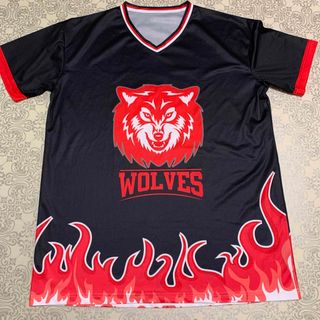 【良品 大きめサイズ】 WOLVES オオカミ 666 Vネック Tシャツ 5L(Tシャツ/カットソー(半袖/袖なし))