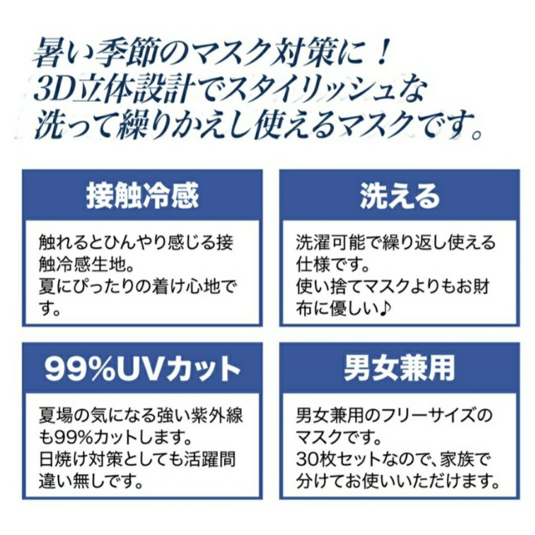 洗えるマスク大量45枚　UV99%カットmask　不織布マスクよりお得　花粉対策 レディースのファッション小物(その他)の商品写真