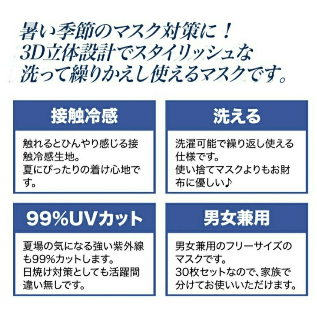 洗えるマスク大量45枚　UV99%カットmask　不織布マスクよりお得　花粉対策 レディースのファッション小物(その他)の商品写真