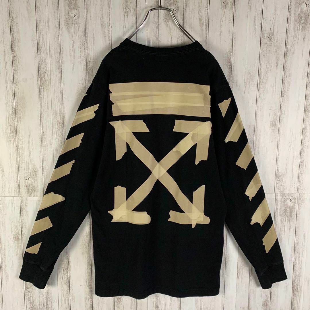 OFF-WHITE(オフホワイト)の【超絶人気モデル】オフホワイト クロスアロー L 両面ロゴ 入手困難 ロンT メンズのトップス(Tシャツ/カットソー(七分/長袖))の商品写真