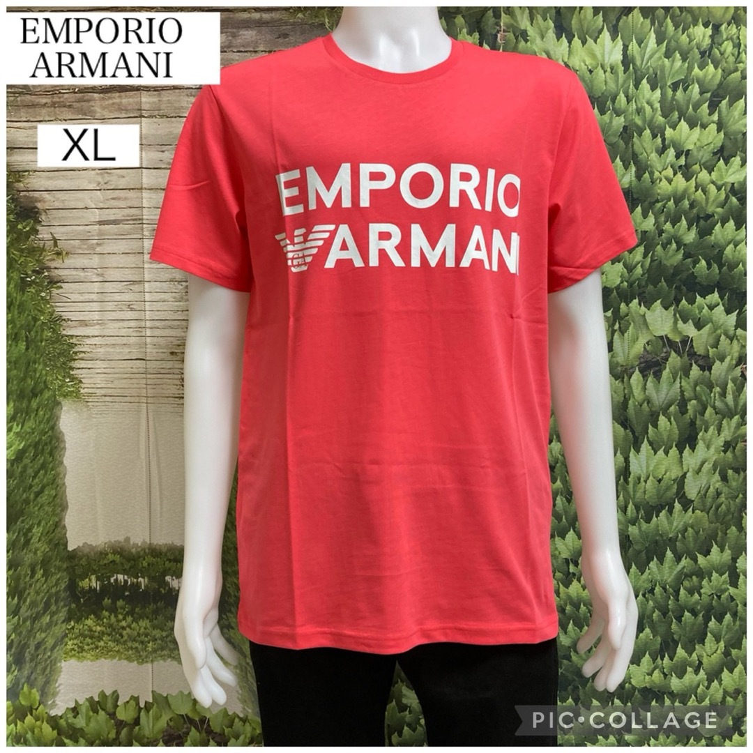 Emporio Armani(エンポリオアルマーニ)の【未使用 XL】23春夏エンポリオアルマーニ半袖 Tシャツ（コーラルピンク） メンズのトップス(Tシャツ/カットソー(半袖/袖なし))の商品写真