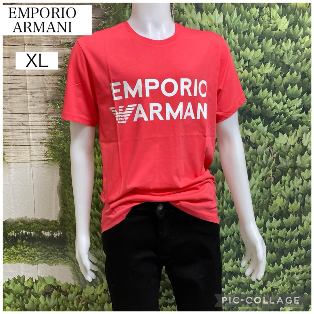 Emporio Armani(エンポリオアルマーニ)の【未使用 XL】23春夏エンポリオアルマーニ半袖 Tシャツ（コーラルピンク） メンズのトップス(Tシャツ/カットソー(半袖/袖なし))の商品写真